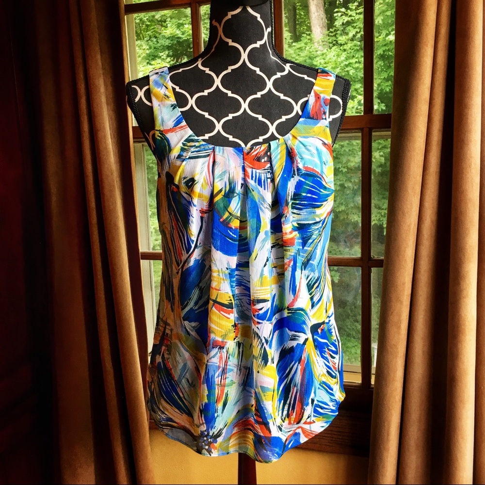 Abstract flowy sleeveless blouse